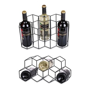 Estante de vino de metal con estilo moderno, soporte para botella de vino con encimera con estantes de exhibición, accesorios para tinas de bebidas y cubos de hielo - Product Image 2