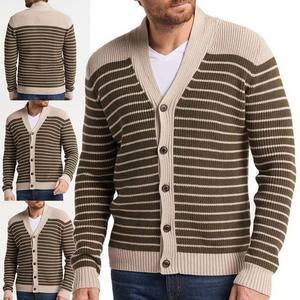 Pull cardigan décontracté pour homme à manches longues en couleur personnalisée, design uni à col en V, respirant et à séchage rapide - Product Image 4