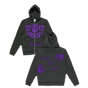 Sweat à capuche d'hiver à fermeture éclair intégrale, en coton et polyester de haute qualité, respirant, tissu jersey brodé personnalisé pour homme, polaire - Product Image 6