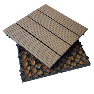 Piastrelle per esterni ad incastro impermeabile Anti-scivolamento WPC pavimenti in legno composito in plastica Patio pavimento in legno venatura del legno spazzolato - Product Image 5