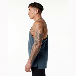 94% algodón 6% Spandex relajado sudor transpirable de corte bajo Neckline abierto Racerback Ballena Azul hombre ASOS Stringer - Product Image 3