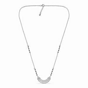 NOVAMART Fine Pure Silver Mangalsutra Necklace Geometric Pattern Gold Beads Strands Religious Wedding Gift for <b>Wife</b> Featuring Di - Product Image 3