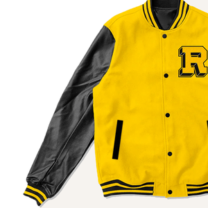 Sports Style Yellow And <b>Black</b> Varsity Jacket Custom Colours & Logos Leather sleeve Letterman Winter Varsity Jacket For Unisex - Product Image 4