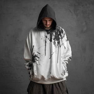Drop Shoulder Acid <b>Washed</b> Embroidered Plain Dyed Eco-Friendly Windproof <b>Men's</b> Winter Baggy Hoodie 450 GSM Fleece - Product Image 6