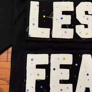 Haute qualité léger personnalisé respirant toile hommes T-Shirts surdimensionné en détresse broderie imprimé strass solide - Product Image 6