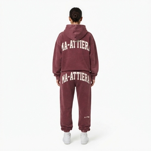 Conjunto de Sudadera Oversize Lavada Personalizada y Pantalones Jogger para Mujer, Chándal de Algodón y Felpa Estilo Urbano OEM ODM - Product Image 2