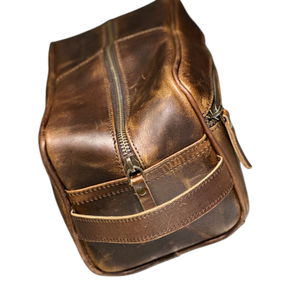 Alta calidad Vintage cuero genuino impermeable para estuche para hombres viaje Dopp Kit afeitado organizador bolsa cierre de cremallera suave - Product Image 3