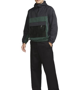 New Design Fashion Men Hooded Outdoor Windbreaker Front Big Pocket Waterproof Color Blocked Half Zip Windbreaker Jacket - Product Image 3