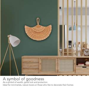 Abanico de Ratán Natural Tejido a Mano, Abanico de Bambú Tradicional, Decoración Rústica de Pared Estilo Boho y Accesorio Sostenible para el Verano - Product Image 2