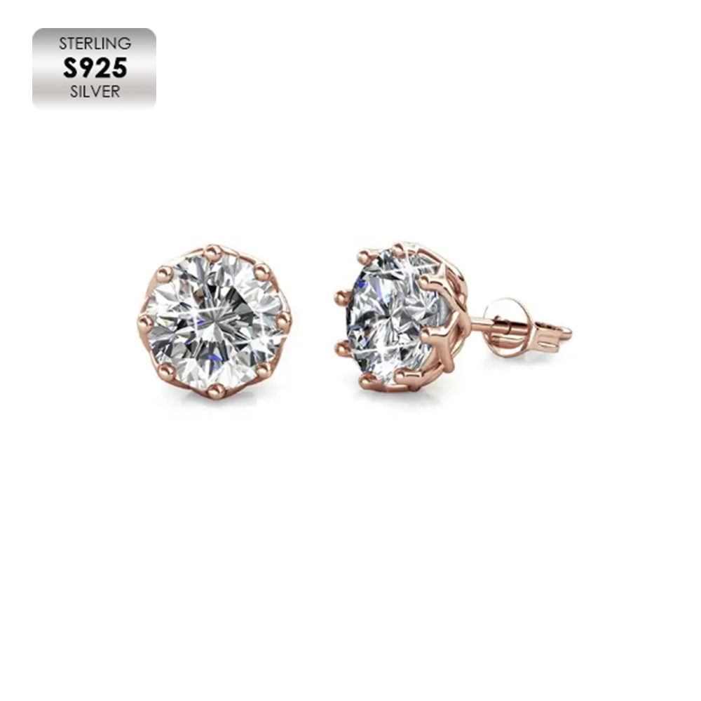 925 Silver 18K Rose Gold Plated Classy Earrings For Women