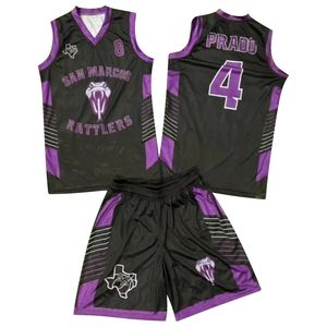 Traje de baloncesto reversible de poliéster 100% personalizado de salida de fábrica Técnicas impresas transpirables para Baloncesto de uso de verano - Product Image 3
