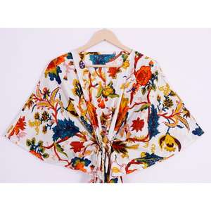 ชุดคาฟตันสำหรับผู้หญิงชุดกระโปรงยาวผ้าฝ้ายพิมพ์ลายดอกไม้งานแฮนด์เมดชุดใส่ไปทะเลชุดเดรสคาฟตัน - Product Image 2