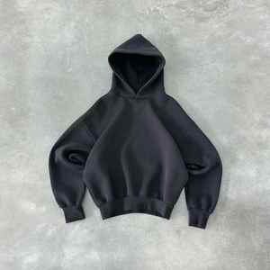 Sweat à capuche surdimensionné en éponge française Vintage personnalisé 100% coton lourd délavé à l'acide délavé gris vieilli avec motif imprimé - Product Image 2