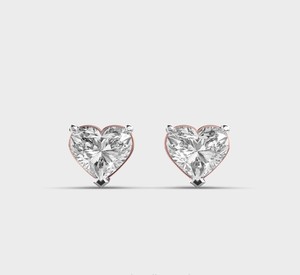 Pendientes de Diamantes Cultivados en Laboratorio con Corte Corazón, Certificados por IGI, Oro Rosa/Amarillo/Blanco de 14K, Pendientes Solitarios con Diamante Corazón - Product Image 1