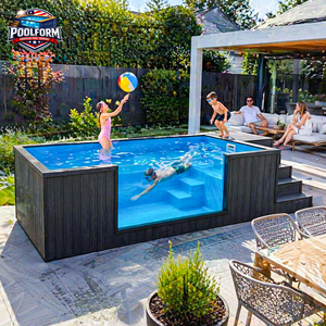 สระว่ายน้ำสำเร็จรูปไฟเบอร์กลาสคุณภาพสูง ดีไซน์หรูหราทันสมัย พร้อมใช้งานในสวนหลังบ้าน - Product Image 3