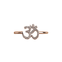 Bague Symbole Om en Diamant de Laboratoire Or Blanc Massif 14K Taille Brillant Bijou Spirituel Religieux Cadeau Femme Fabricant Fournisseur