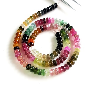 เครื่องประดับพลอยทัวร์มาลีนธรรมชาติหลายทําหินหลายสีหินลูกปัดเรียบ - Product Image 5