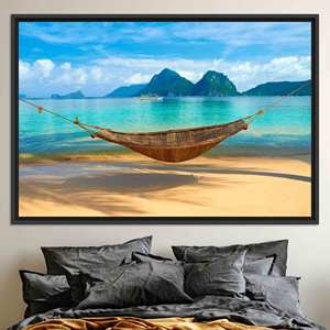 Impresión en Lienzo de Paisaje Marino Tropical Moderno - Decoración Elegante para Pared, Lienzo con Marco NEGRO - Product Image 1