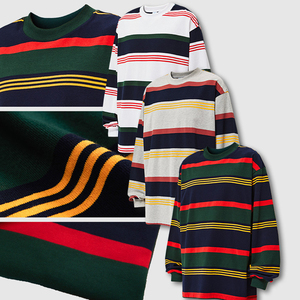 เสื้อยืด100% มีฮู้ดสำหรับผู้ชายเสื้อมีฮู้ดลายทางทรงโอเวอร์ไซส์ทำโลโก้ได้ตามต้องการสไตล์ใหม่450gsm - Product Image 3