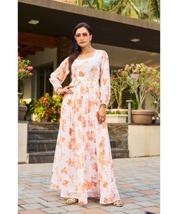 Vestidos de novia para mujer en estilo tenedor blanco con vestido largo maxi y traje Gharara - Product Image 3