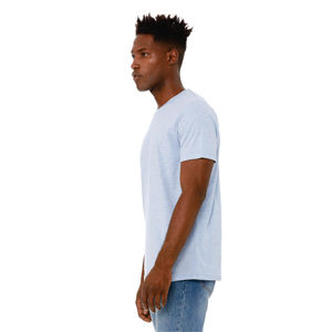 T-shirt manches courtes oversize unisexe en bleu prisme 52% Airlume Cotton 48% Poly 4.2 oz Quick Dry Light Heather CVC Fabric - Product Image 2