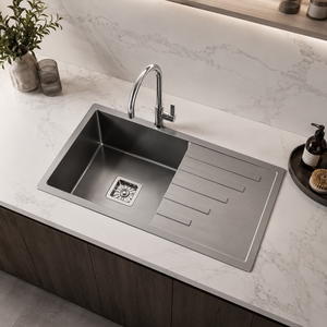 Square Single Bowl <b>Kitchen</b> <b>Sink</b> Drying Board Stainless Steel Finish Easy Clean Undermount Installation Hospital Restaurant - Product Image 6