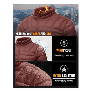 Men's <b>Lightweight</b> <b>Packable</b> Insulated Puffer Winter <b>Jacket</b> High Quality Water-Resistant Down Alternative Puffy Coat - Product Image 4