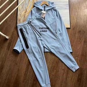 Venta caliente Vintage otoño logotipo personalizado Tech Fleece hombres dos piezas chándal Jogging ropa deportiva de secado rápido - Product Image 2