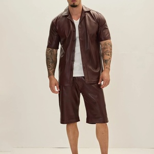 Pakistan Made <b>Cheap</b> Price Color Contrast Men Leather Shorts High Quality Comfortable Breathable Leather Shorts For Men - Product Image 4