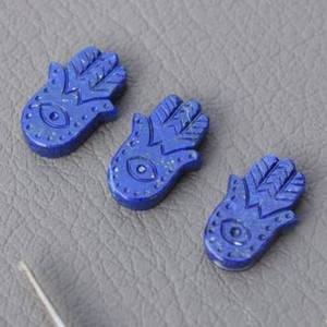 Lapis Lazuli naturel sculpté Fatima Hamsa forme de main pierre précieuse sculptée en vrac pour la fabrication de pendentifs de bijoux perles de sculpture en cristal de 20mm - Product Image 3