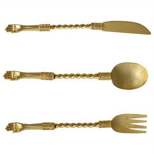 Super qualité pas cher or fini couverts en acier inoxydable vaisselle cuillère couteau fourchette couverts ensemble pour hôtel mariage dîner - Product Image 6