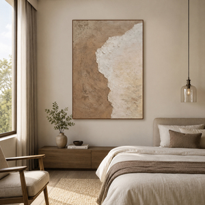 Neutral Wabi-Sabi Beige Textured <b>Canvas</b> Art House Hotel Decoration Interior Decorative Arts Large Still Life Custom Artwork - Product Image 1