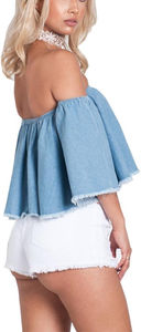 Shorts de mezclilla casuales vintage de verano para mujer, transpirables, de secado rápido, de cintura media, pierna recta, con botones, diseño estampado - OEM ODM - Product Image 5