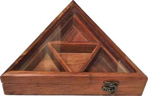 Personnalisé Décoratif Multifonctionnel Sculpté À La Main Gul Triangle Boîte À Épices En Bois Fruits Secs En Gros - Product Image 4
