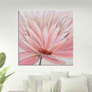 Décoration murale élégante en toile rose poudré avec motif de marguerites, imprimé floral moderne, toile encadrée - Product Image 1