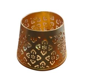 Gold Metal <b>Tealight</b> Candle Holder Floral Cutout Decorative Votive Cup for Home Decor Festive Lighting and Event Display - Product Image 1