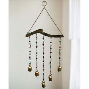 Beaded Iron Windchime Indian Metal Crafts Decorative <b>Bell</b> <b>Chimes</b> with Vertical Pattern Mobiles Suncatcher for Hanging - Product Image 1