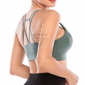 Wholesale Women's <b>Plus</b> <b>Size</b> High Elastic Sports Bra Fitness No Steel <b>Ring</b> Yoga Breathable Gathered Workout Crisscross Straps - Product Image 2