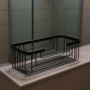 Cesta rectangular de metal para jabón de ducha, de alambre de acero negro mate - Product Image 3