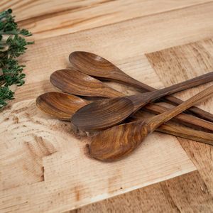 Lot de 5 cuillères en bois pour la cuisine, la maison, la nourriture, durable-Fait à la main-Matériau en bois-Couleur naturelle - Product Image 4