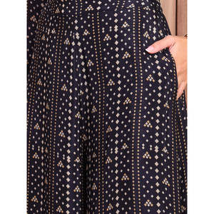 Conjunto Coordinado de Chifón de Viscosa Pura con Estampado Bandhani Negro para Mujer, Estilo Bohemio para Primavera/Verano - Product Image 3