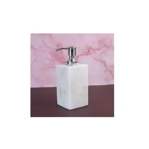Distributeur de savon en marbre carré fait main accessoires de salle de bain article ménager distributeur de savon en pierre blanche en marbre