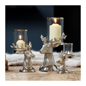 Bougeoir en forme de renne avec verre, bougeoir en aluminium de meilleure qualité avec nickelage pour décoration intérieure à faible coût - Product Image 2