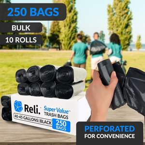 Reli. Sacs poubelle de 40 à 45 gallons, très résistants |   250 sacs poubelle |   Très grand, noir, poubelle pour un nettoyage sérieux - Product Image 6