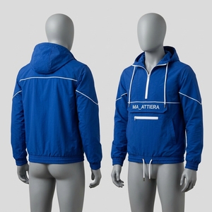 <b>Men</b> Blue Hooded Windbreaker <b>Jacket</b> Half Zip Lightweight Outdoor Sports Running Hiking Casual <b>Pullover</b> <b>Jacket</b> - Product Image 2