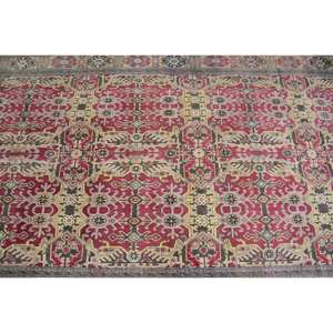 Alfombra de área de lana turca Vintage, diseño de retales rojo y Beige, rectángulo grande, respaldo de látex de 4,8x8,1 pies para pasillo, dormitorio, 10mm - Product Image 5