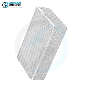 Panier en maille fine avec couvercle en acier inoxydable de qualité médicale, certifié CE, réutilisable pour la manipulation sécurisée des instruments chirurgicaux - Product Image 4