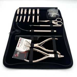 Kit d'outils d'extension de cheveux en gros en acier inoxydable beige nu pince d'extension de cheveux avec logo personnalisé micro-perles et pinces - Product Image 3