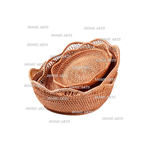 Deluxe Quality Bamboo <b>Basket</b> Latest Design Round Shape Rattan Fruits And <b>Vegetables</b> <b>Storage</b> <b>Basket</b> For Table Top Use - Product Image 6