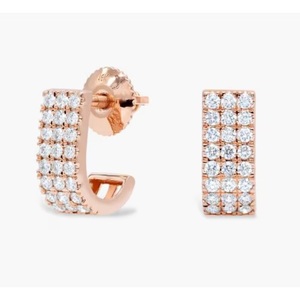 Pendientes redondos de oro amarillo de 14 quilates con diamantes cultivados en laboratorio para boda, pendientes llamativos Huggie con reverso de tornillo, chapados en oro blanco - Product Image 1